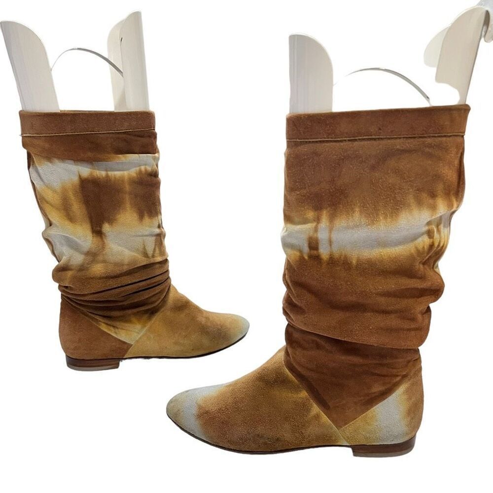 Brian Atwood Tie Dye Suede Women's Brown Ontario Batik Boots Size 6 - Picture 9 of 9
